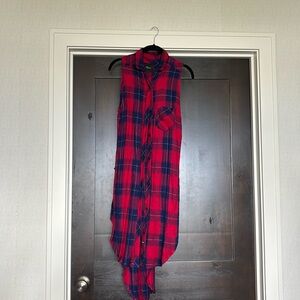 Rails, flannel long button up tank top.